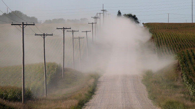 Dust on dirt road in Pennsylvania